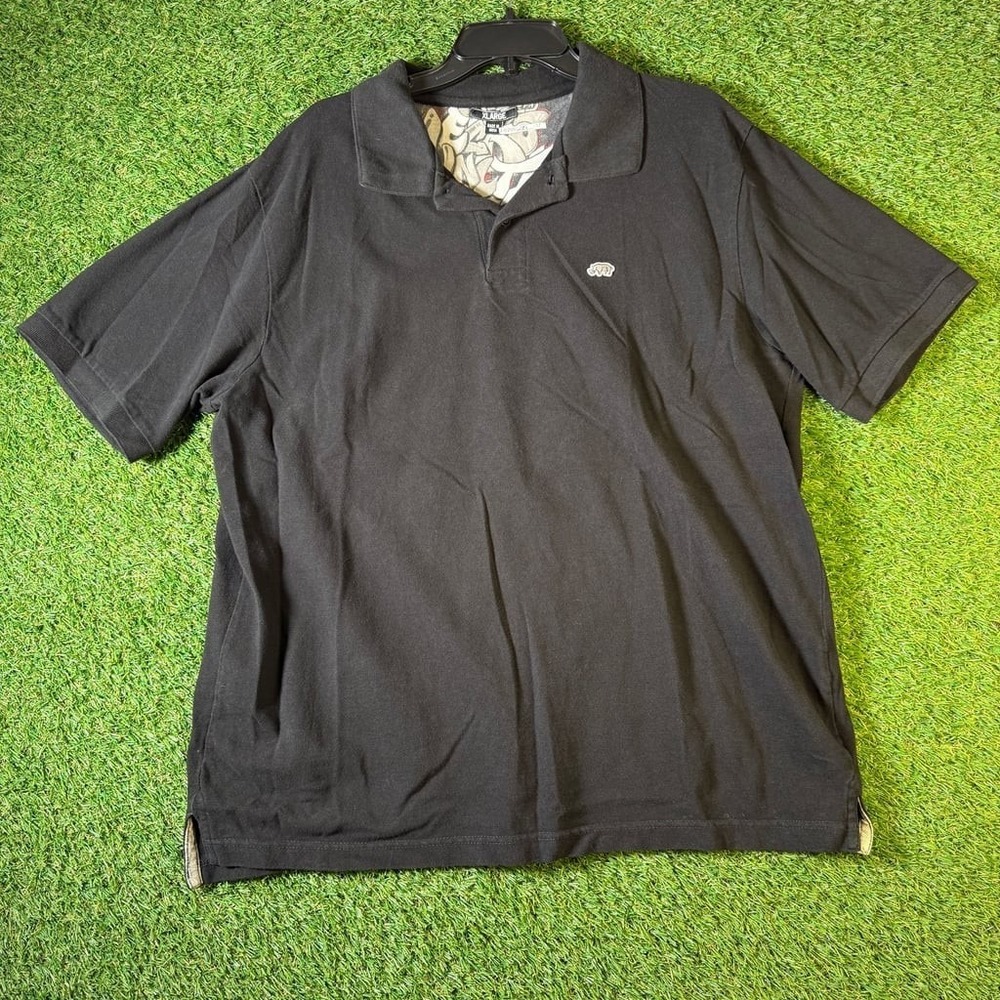 Ecko Unltd Mens XL Black Short Sleeve Pique Polo Shirt Rhino Logo